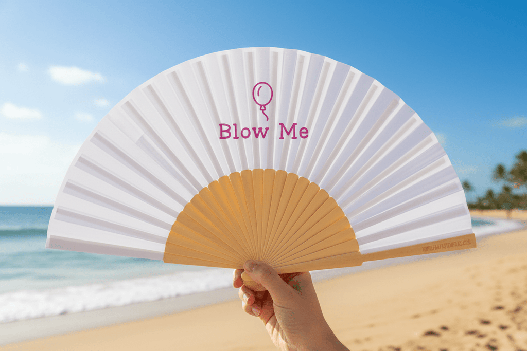 Blow Me Cheeky Icon fan at beach