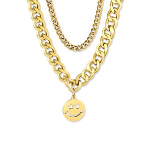 Aulala Wink Smiley Chunky 2 Row Necklace