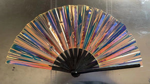 Holographic shimmer XL Fan - metallic Peacock