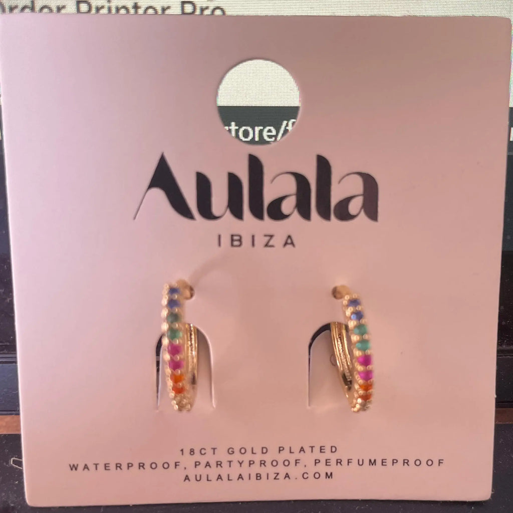 Multicoloured Mini Diamante Huggie Hoop Earrings Au La La