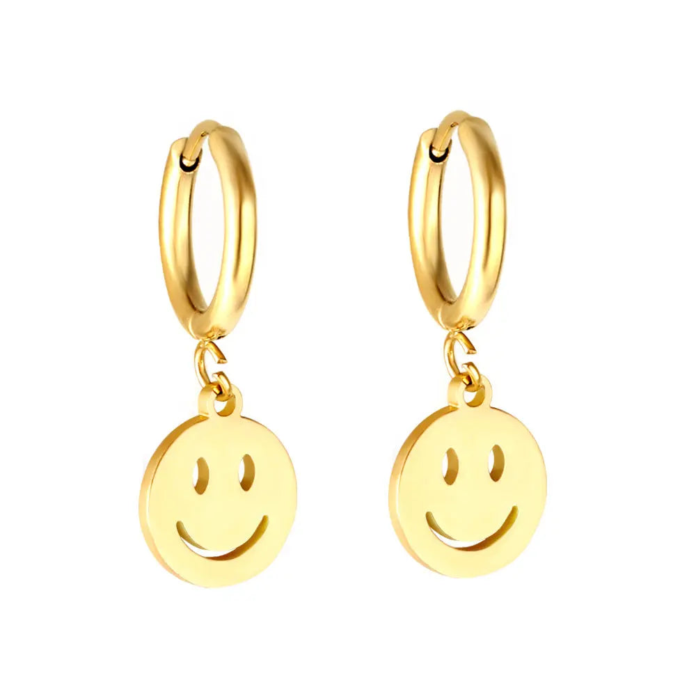 Mini Smiley Gold Huggie Earring Au La La