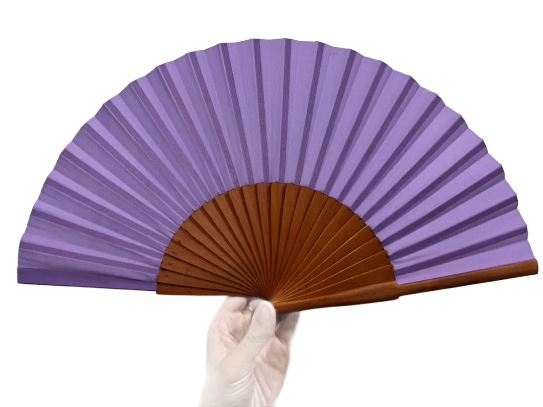 Dark wood handle Plain 23cm fan