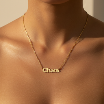 Chaos Gold Plated Necklace product shot.