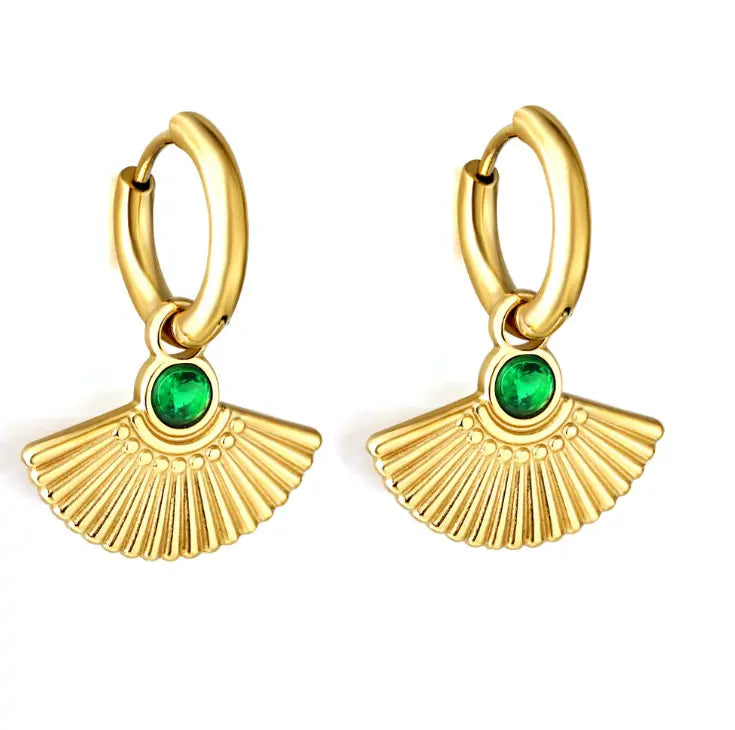 Emerald Fan Earrings Au La La