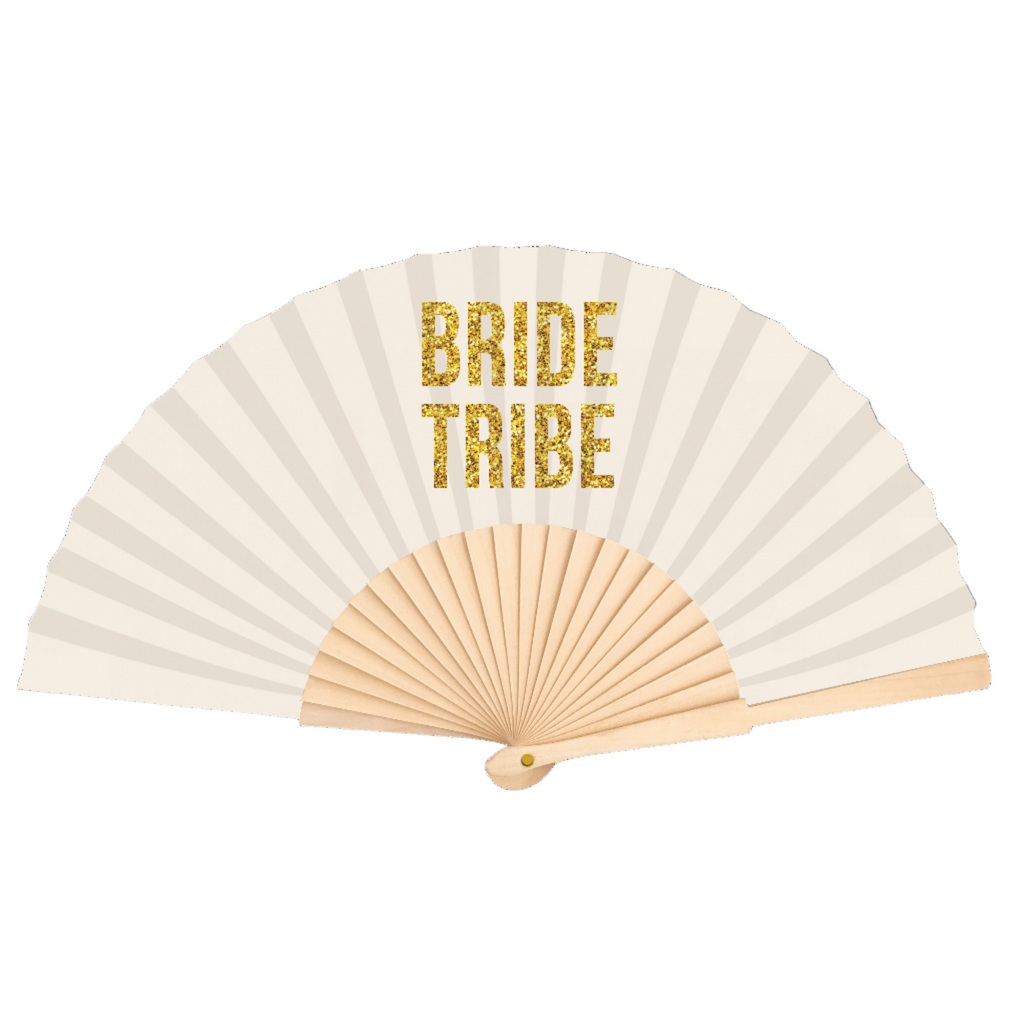 Bride Tribe Gold Glitter Print 23cm fan LinkChn