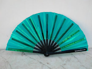 Holographic shimmer XL Fan - Paradise Green metallic